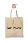 Twin Peaks Logo Plain Bez Çanta Uzun Saplı Alışveriş Çantası Plaj Çantası