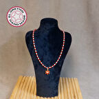 Uretti - Özlem 9422 8431 El Yapımı Lotus Çiçekli Kırmızı Kristal Boncuk Kolye