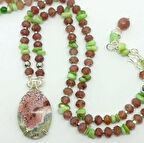 2393 Yosunlu Akik çilek Kuvars Sedef el yapımı kolye