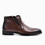 Pierre Cardin 119603 Sivri Burun Kısa Topuk Fermuarlı Günlük Kahverengi Klasik Bot Hakiki Deri