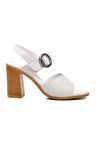 Voyager 9750 Beyaz Hakiki Deri Kadın Topuklu Sandalet