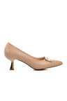 Ayakmod 357101 Bej Cilt Kadın Topuklu Ayakkabı