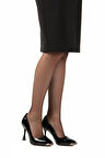 Siyah Rugan Kadın İnce Topuklu Ayakkabı PC-55118 Z