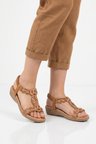 Camel Desenli İşlemeli Yumuşak Tabanlı Kadın Sandalet 4053 Z