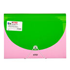 Bigpoint Pop Serisi Körüklü Dosya 13 Cepli Kilitli A4 Yeşil-Pembe