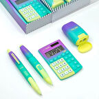 Milan Hediyelik Hesap Makinesi Tükenmez Ve Kurşun Kalem Kalemtıraş Set Sarı Yeşil