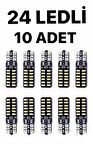 T10 Dipsiz (10 ADET) W5w 24 Ledli Canbus Beyaz Park Plaka Ampulü