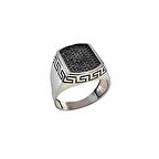 Siyah Zirkon Taşlı Gümüş Yüzük 240055742G12Y