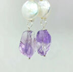 2400 Ametist doğal İnci el yapımı küpe