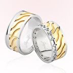 Harem Altın Taşlı İki Renk Altın Alyans 2401