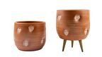 Ev Dekorasyon Aksesuar Kalp Desenli Toprak Saksı Saksılık Salon Çiçeklik İkili Set Ayaksız - 3 Ayaklı- 19 CM