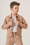 Çift Cepli Düğmeli Gabardin Erkek Çocuk Ceket