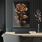 LEYLASER  Gold Altın Sarı Renkli Gül Cam Tablo Duvar Dekoru