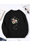 Baskılı Bisiklet Yaka İçi Polarlı Sweatshirt