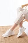DM-501 Beyaz Bağcıklı Failon Taban Günlük Spor Ayakkabı