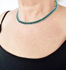 KOLYE, Zarif tığ örgüsü (Turkuaz & Siyah)