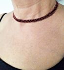 KOLYE, Zarif tığ örgüsü (Siyah & Bakır Rengi)