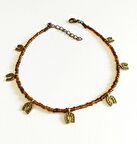 Nal Sembollü Boncuklu Halhal (Kahverengi&Antik Sarı)