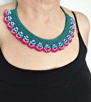 Otantik Tığ işi el örgüsü boncuklu Kolye (Çok renkli)