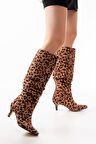 SR-2001 Leopar İnce Topuklu Günlük Kadın Çizme 