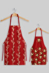 Ays Home Kırmızı Maymun Anne Çocuk 2'Li Mutfak Önlüğü Seti