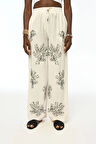 KADIN BELİ LASTİKLİ RAHAT KALIP BOL PAÇA TAŞ İŞLEMELİ PANTOLON