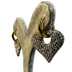 Uretti - İREM 3914 9721 Zirkon Taşlı Sallantılı Kalp Model Çelik Küpe