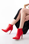 VRT-4802 Kırmızı Yüksek İnce Topuklu Fermuarlı Kadın Bot 