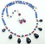 2415 Safir Yakut İnci gümüş el yapımı kolye