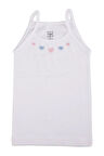 Kız Çocuk Beyaz Ip Askılı Işlemeli Atlet 3'lü