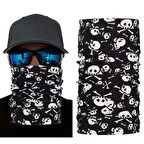 Siyah Beyaz İskelet Baskılı Buff Bandana