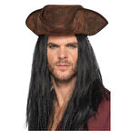 Siyah Saçlı Kaptan Korsan Şapkası