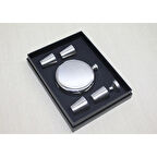 4 Shot Bardaklı Matara Seti Yuvarlak Çelik