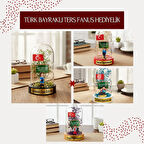 Türk Bayraklı Ters Fanus - Öğretmenler Günü Hediyesi