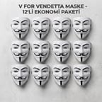V for Vendetta Maskesi - 12'li Paket - Plastik