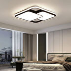 Siyah 2'li Kare 50x50cm Kumandalı,dimli 3 Işık Rengi,led Tavan Lambası,avize,modern Aydınlatma