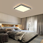 Siyah Kare Kumandalı Dimli 3 Işık Renkli 60x60cm Led Tavan Lambası, Modern Aydınlatma, Avize