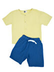 Genç Organik Müslin Kısa Kollu Düğmeli Ön T-Shirt Şort 2'li Set