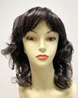 Koyu Kestane Katlı Kesim Orta Boy Sentetik Peruk