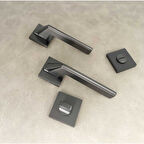 Rivax Anka Mat Antrasit Gri Zamak Kare Rozetli Wc Banyo Kapı Kolu 1 Takım