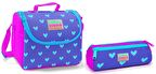 Coral High Mavi Kalp Kız Çocuk Beslenme Çantası ve Kalemlik Seti - Thermo