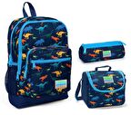 Coral High Dinazor Baskılı Erkek Çocuk 3'lü İlkokul Çanta Seti