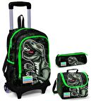 Coral High Yeşil Dinazor Erkek Çocuk Çekçek Çanta Seti - Işıklı Tekerlekler