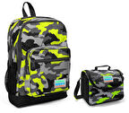 Coral High İlkokul Sırt Çantası ve Kalemlik Seti - Yeşil Kamuflaj