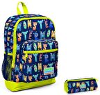 Coral High İlkokul Sırt Çantası ve Kalemlik Seti - Sevimli Harfler Baskılı