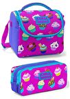 Coral High Mor Cupcake Kız Çocuk Beslenme Çantası Seti