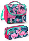 Coral High Mercan Yeşil Flamingo Kız Çocuk Beslenme Çantası Seti