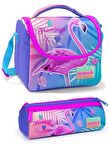 Coral High Kız Çocuk Mavi Pembe Flamingo Beslenme Çantası Seti