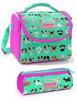 Coral High Kız Çocuk Pembe Yeşil Köpekler Beslenme Çantası Seti