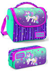 Coral High Yeşil Mor Unicorn Kız Çocuk Beslenme Çantası Seti